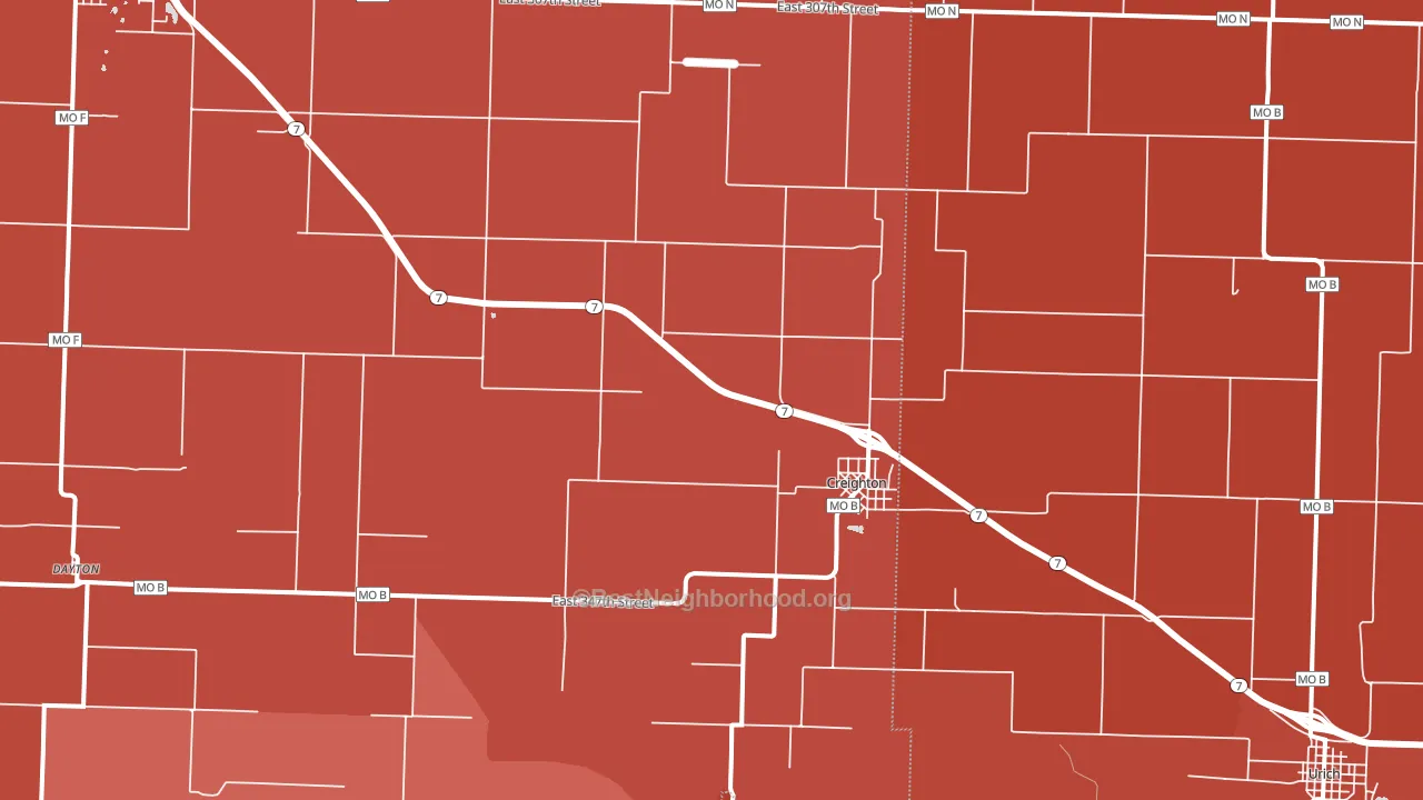 Creighton, MO block-group political-lean map