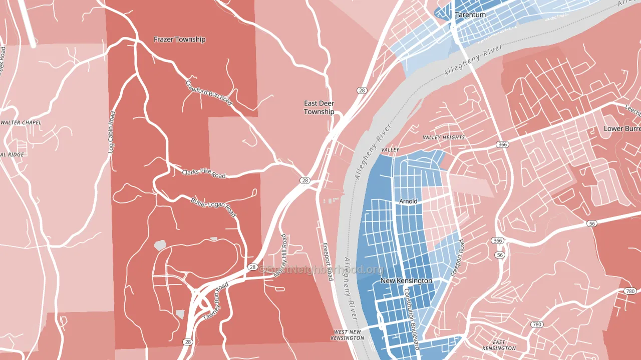 Creighton, PA block-group political-lean map