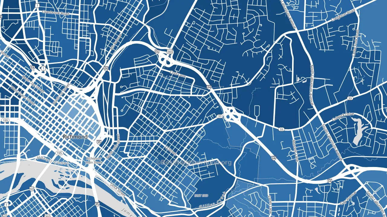 Creighton, Richmond, VA block-group political-lean map