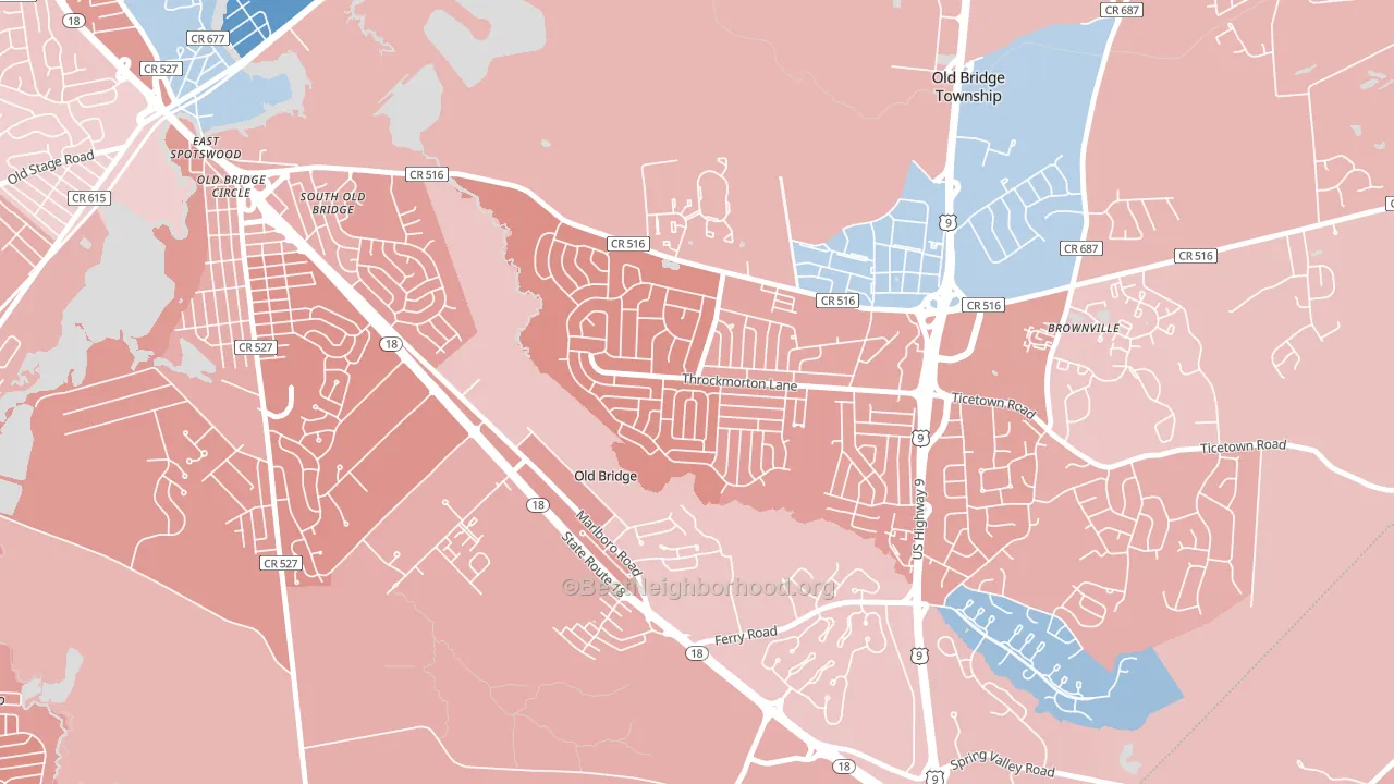 Creighton Village, Old Bridge, NJ block-group political-lean map