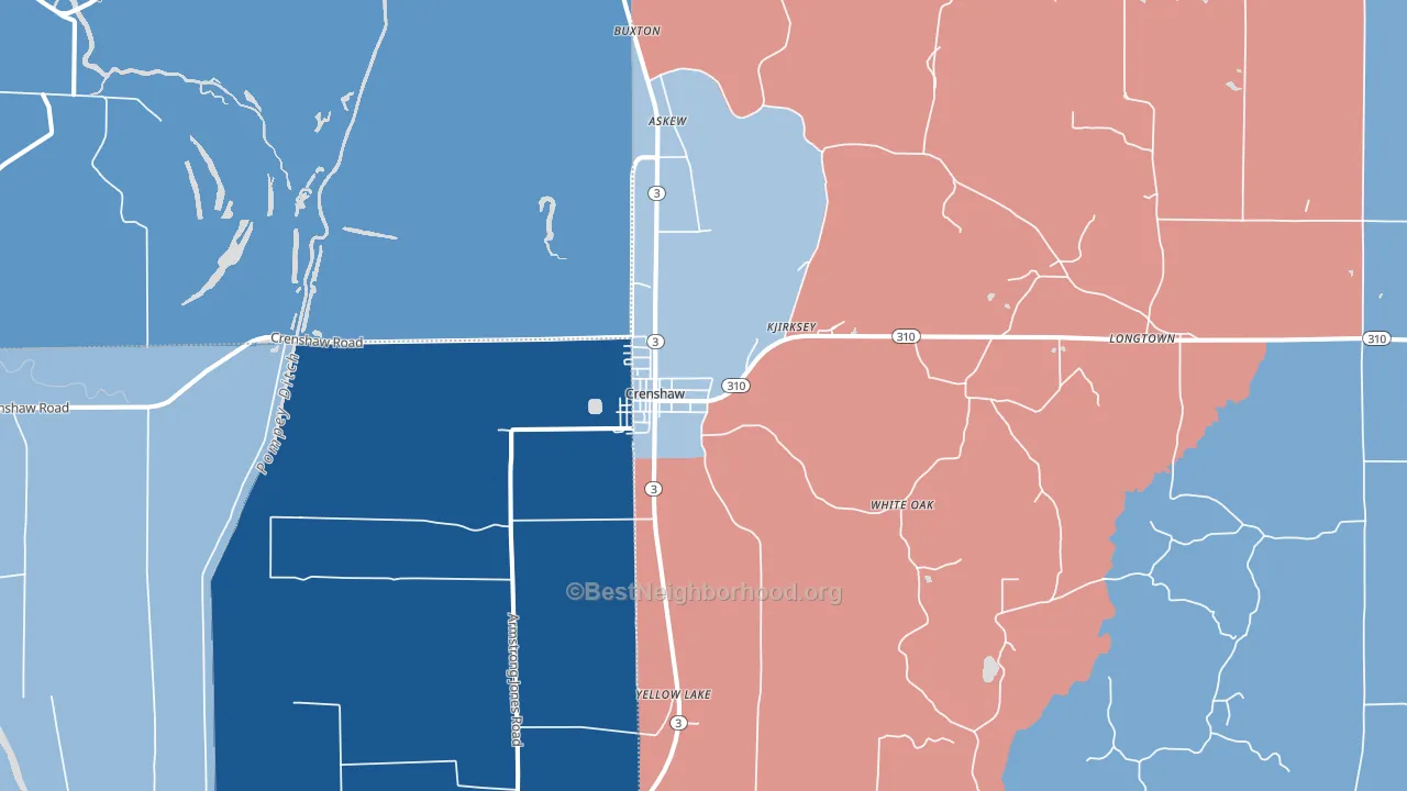 Crenshaw, MS block-group political-lean map