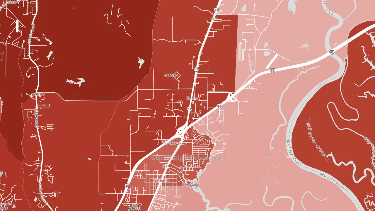 Creola, AL block-group political-lean map