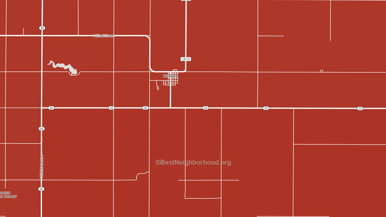 Cresbard, SD block-group political-lean map