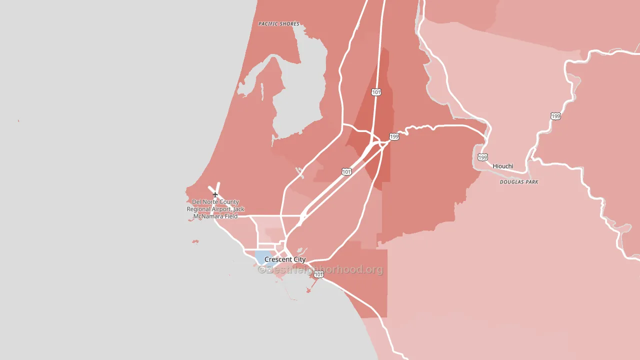 Crescent City, CA block-group political-lean map