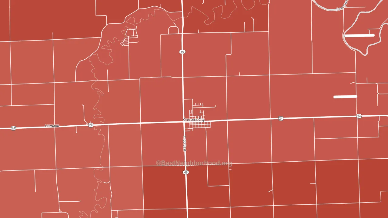 Crescent City, IL block-group political-lean map