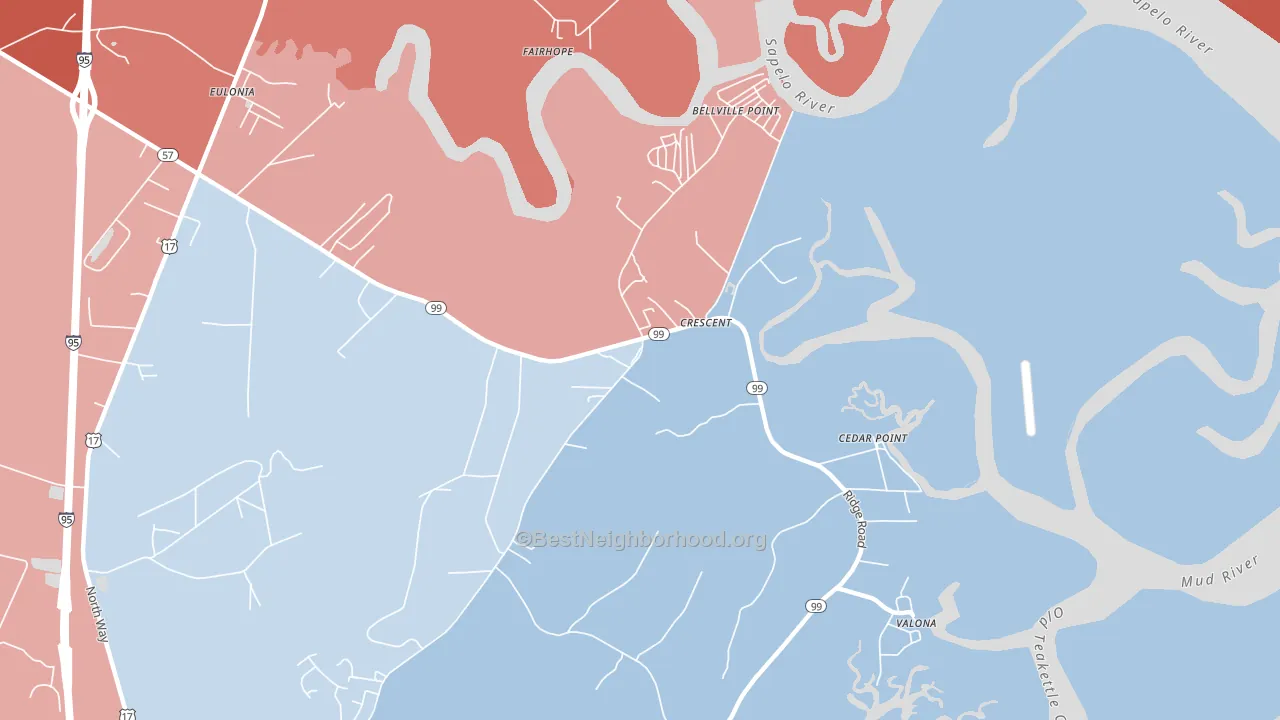 Crescent, GA block-group political-lean map
