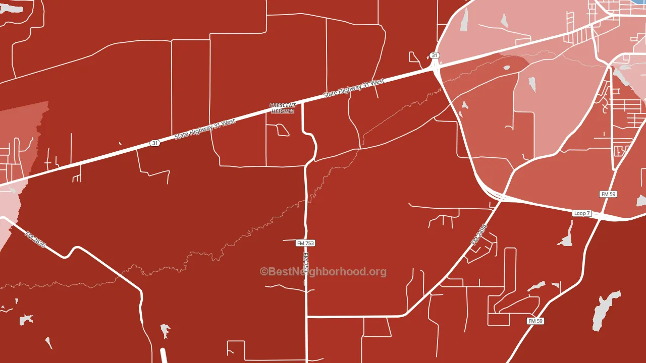 Crescent Heights, TX block-group political-lean map