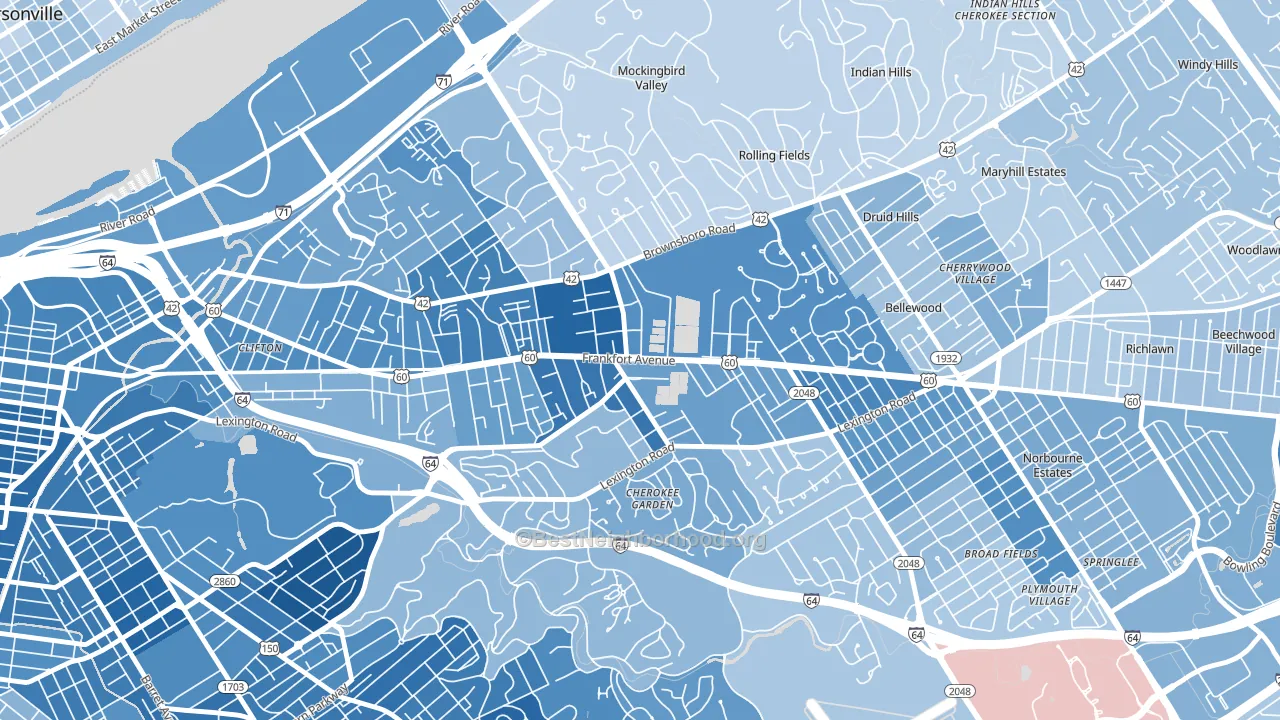 Crescent Hill, Louisville, KY block-group political-lean map