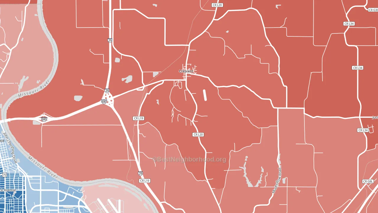 Crescent, IA block-group political-lean map