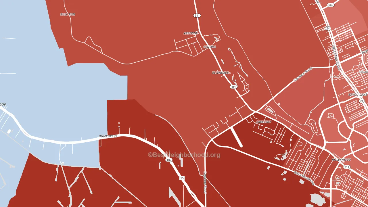 Crescent, LA block-group political-lean map