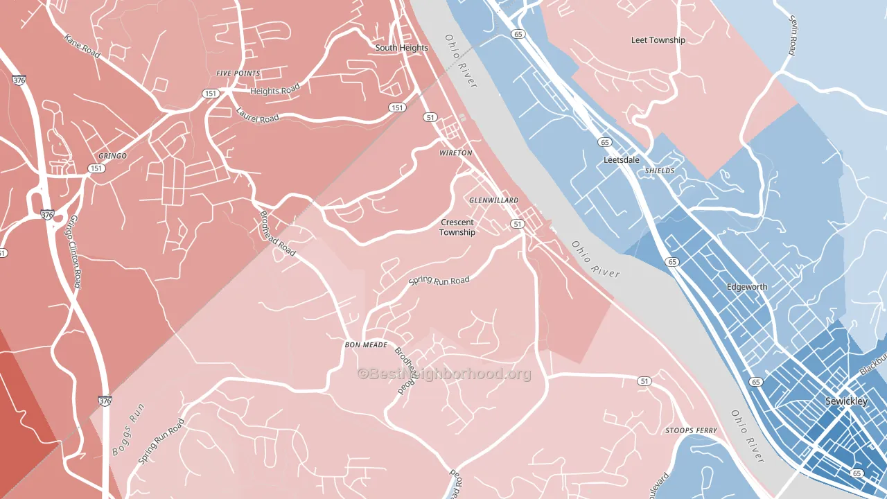 Crescent, PA block-group political-lean map