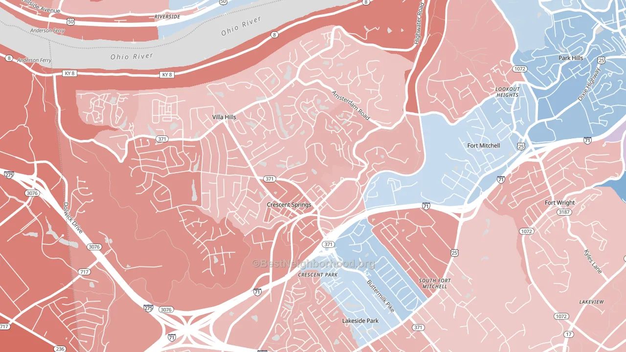 Crescent Springs, KY block-group political-lean map