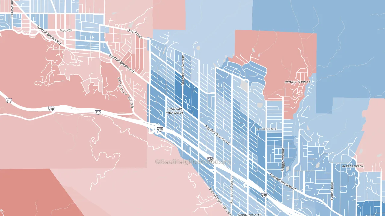 Crescenta Highlands, La Crescenta, CA block-group political-lean map