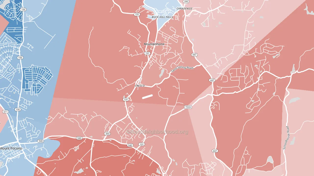 Cresco, PA block-group political-lean map