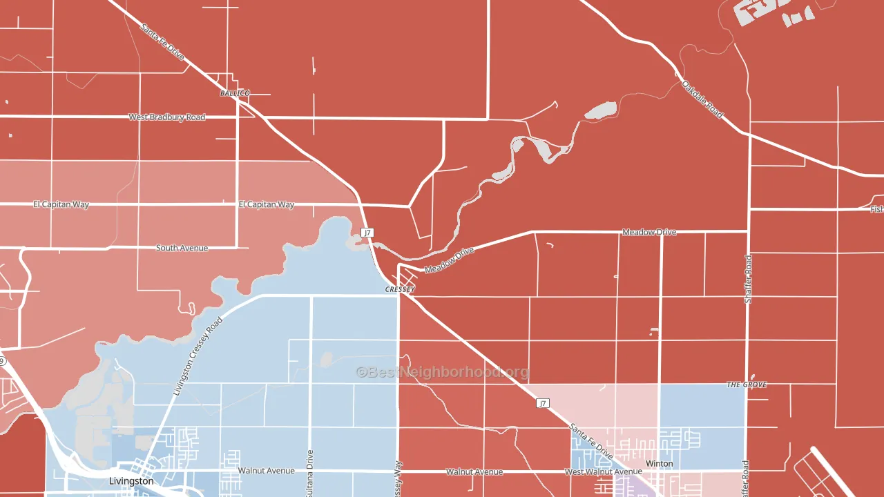 Cressey, CA block-group political-lean map
