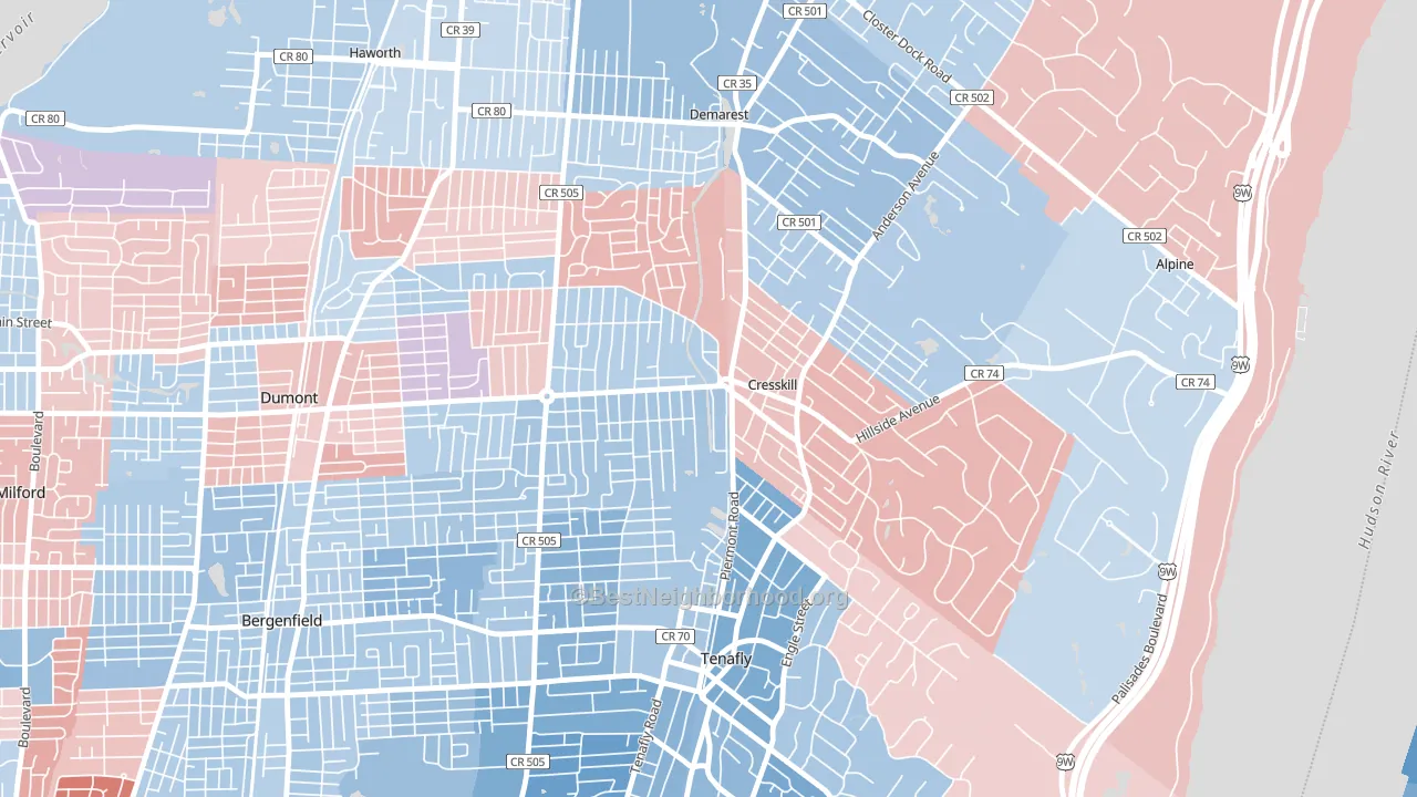 Cresskill, NJ block-group political-lean map