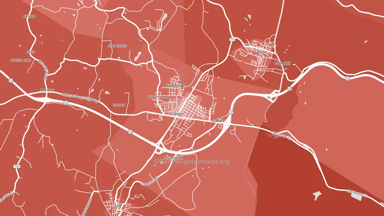 Cresson, PA block-group political-lean map
