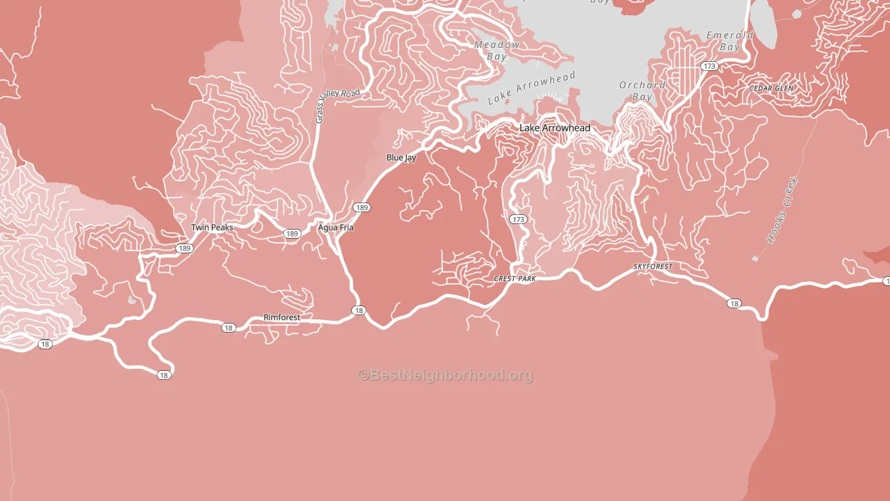 Crest Park, CA block-group political-lean map
