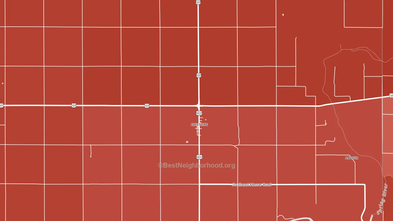 Crestline, KS block-group political-lean map