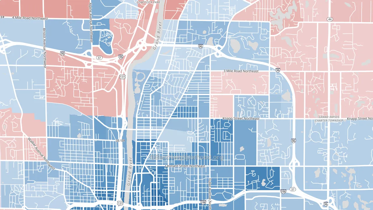 Creston, Grand Rapids, MI block-group political-lean map