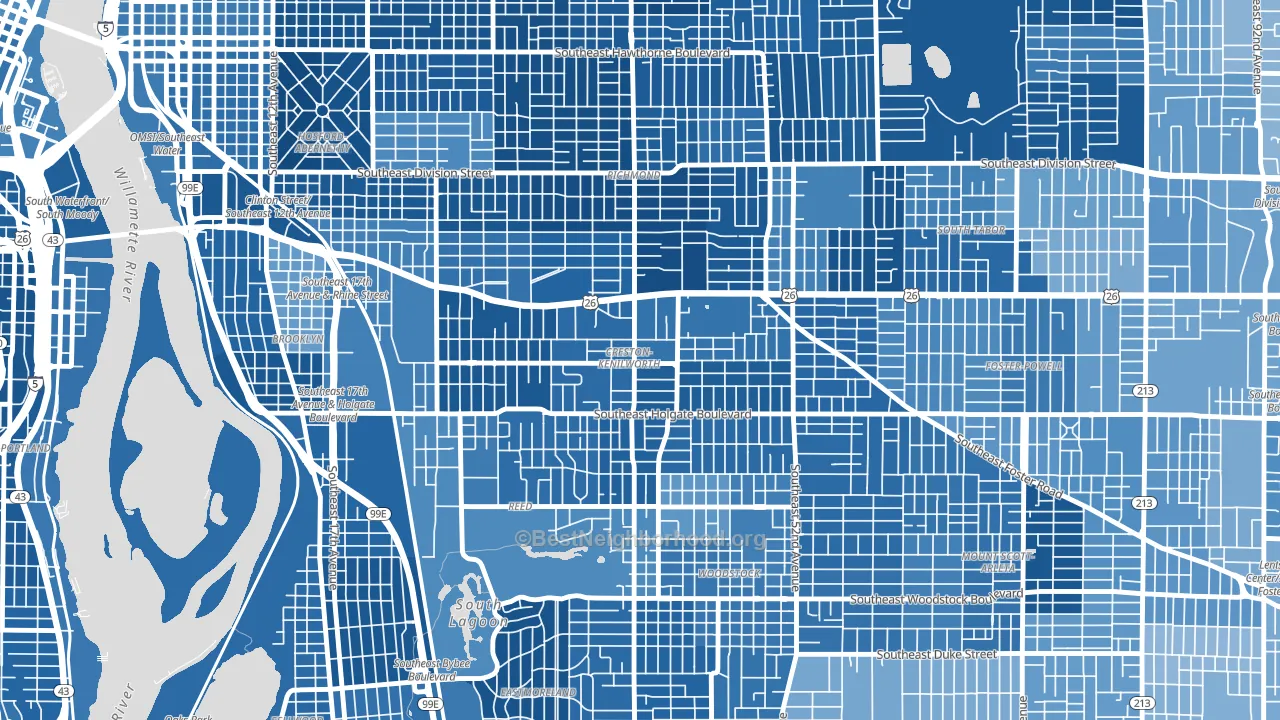 Creston-Kenilworth, Portland, OR block-group political-lean map