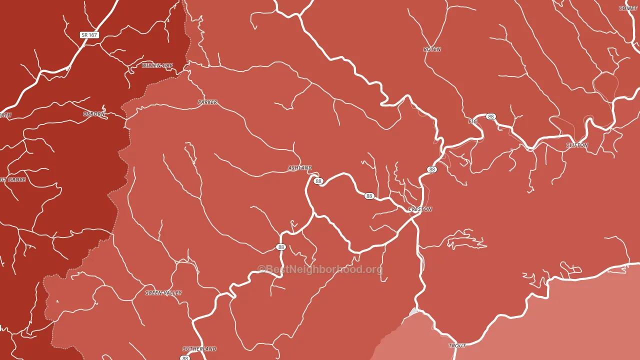 Creston, NC block-group political-lean map