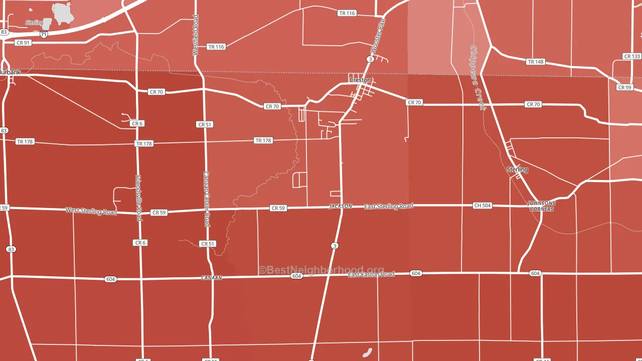 Creston, OH block-group political-lean map
