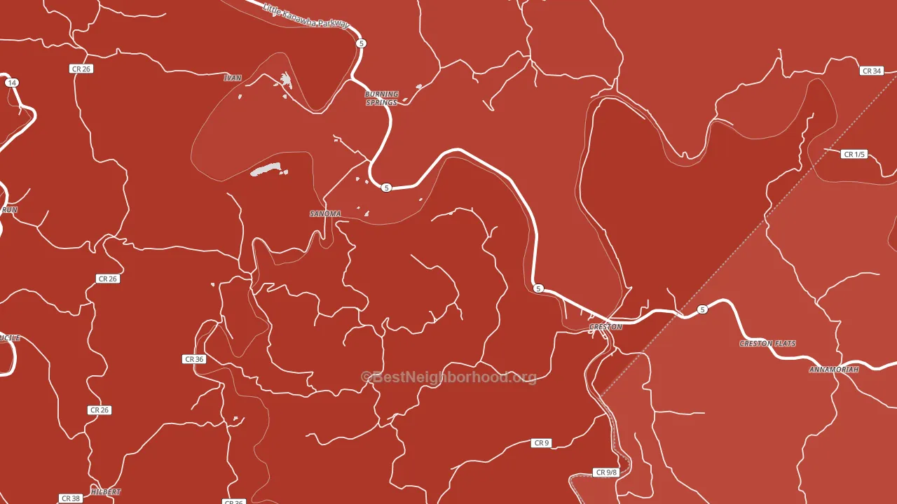 Creston, WV block-group political-lean map