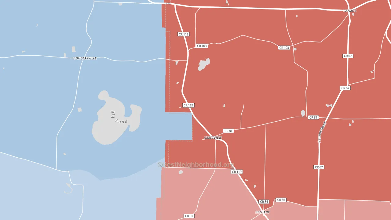 Crestview, GA block-group political-lean map