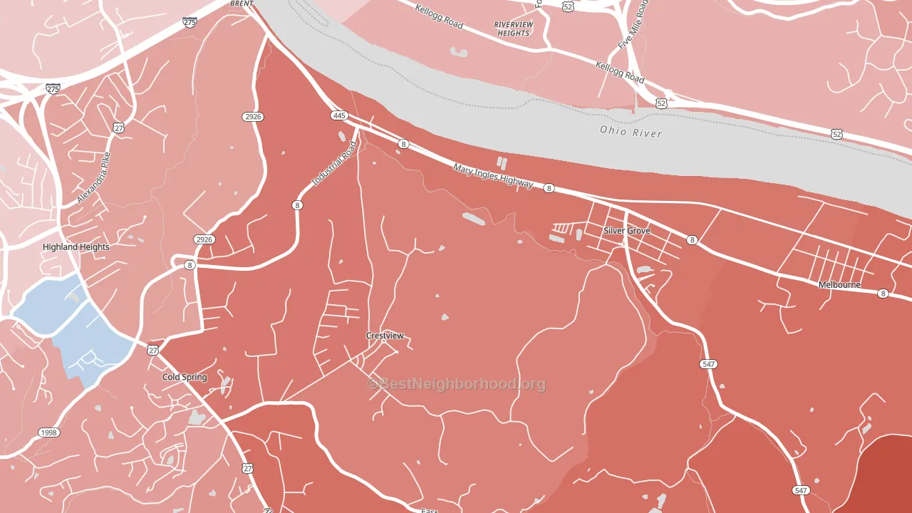 Crestview, KY block-group political-lean map