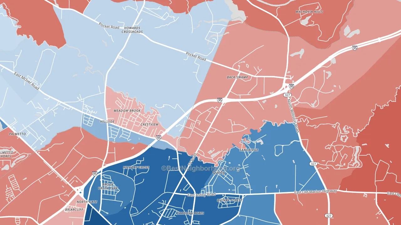 Crestview, SC block-group political-lean map
