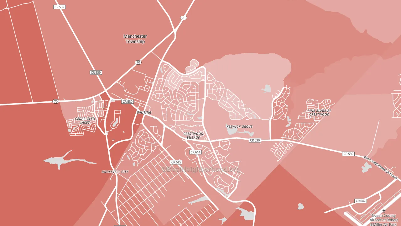 Crestwood Village, NJ block-group political-lean map