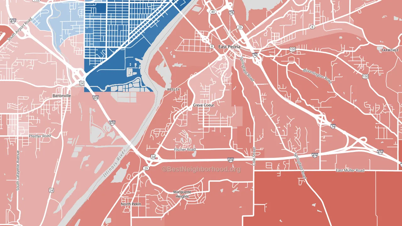 Creve Coeur, IL block-group political-lean map