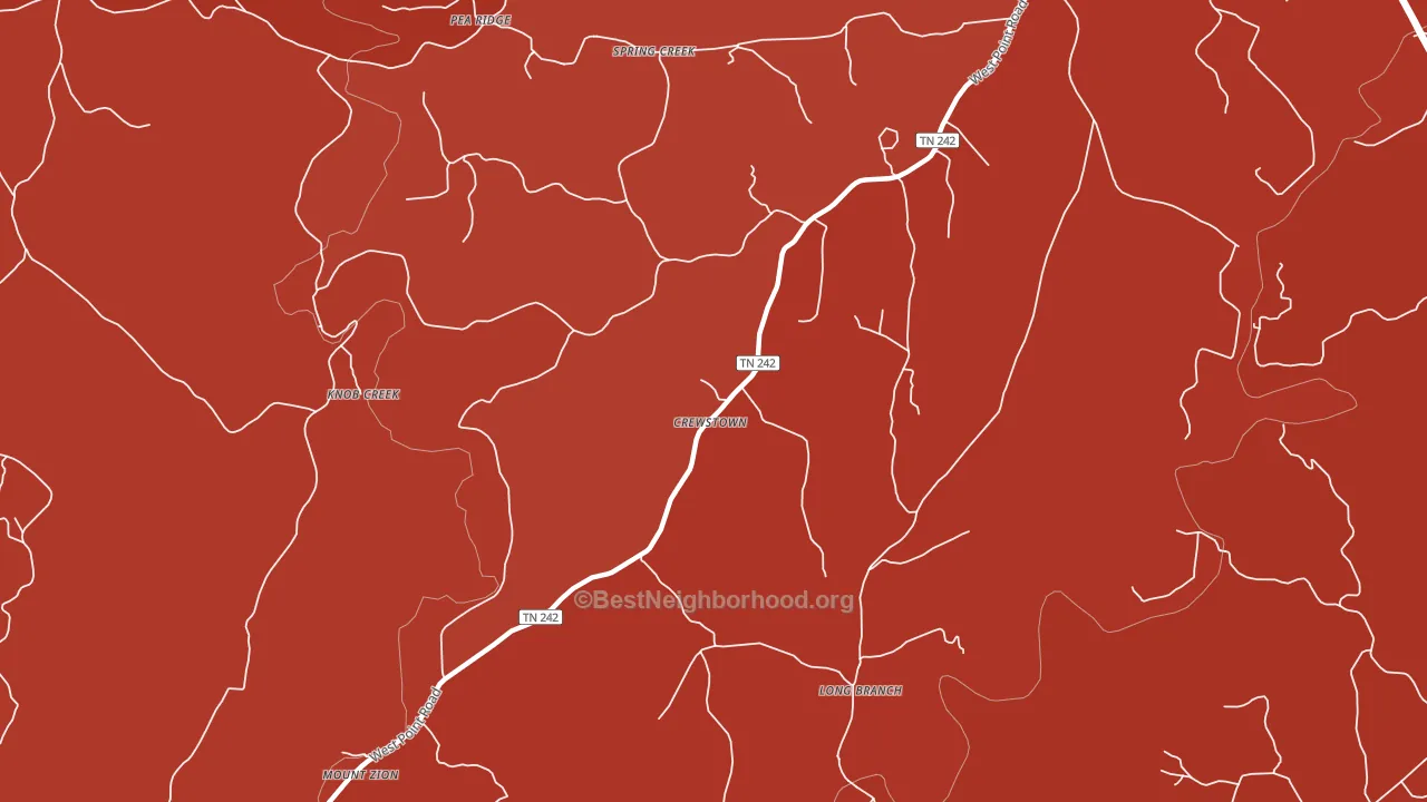 Crewstown, TN block-group political-lean map