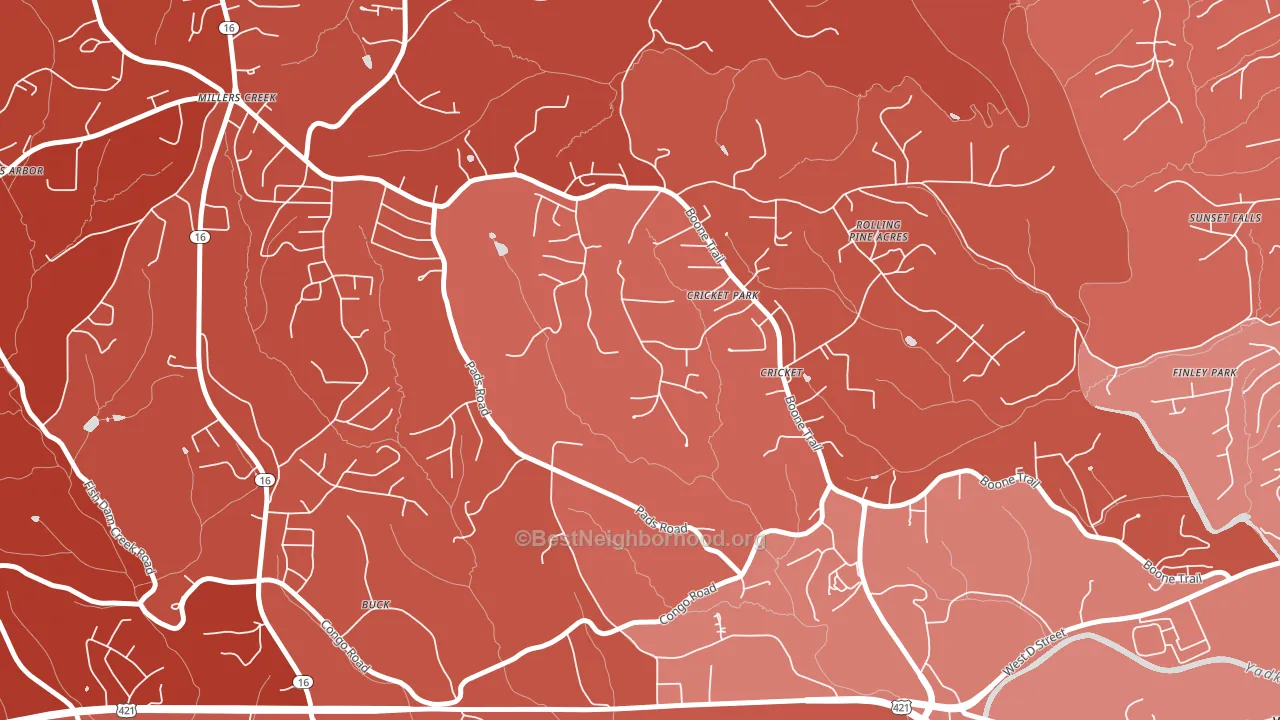 Cricket, NC block-group political-lean map