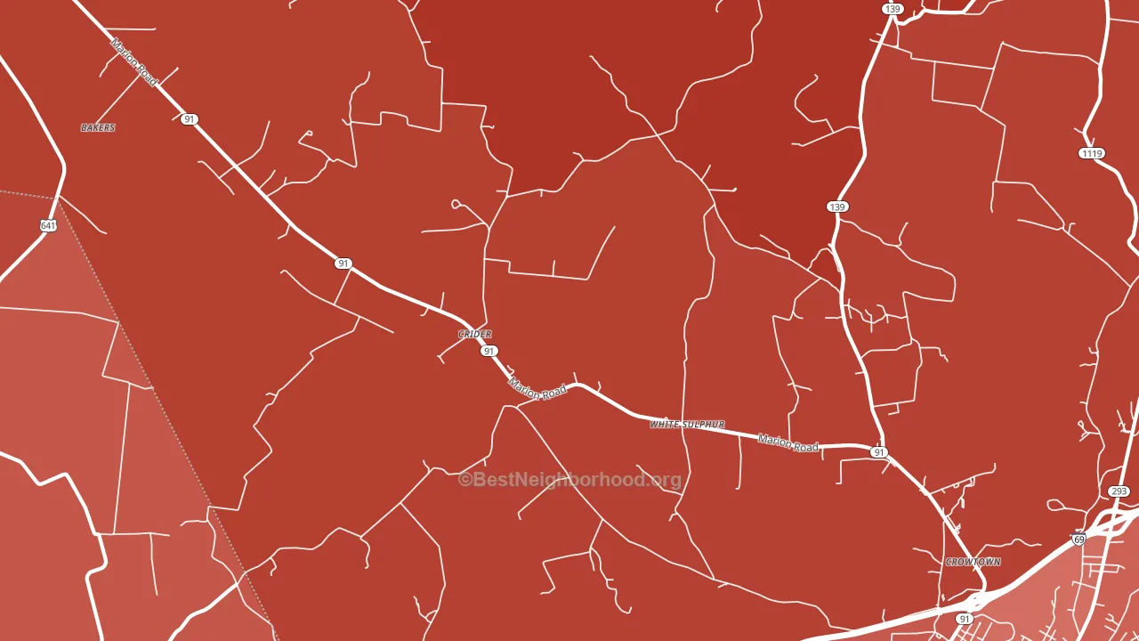 Crider, KY block-group political-lean map
