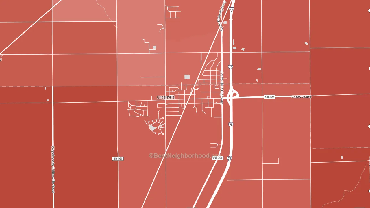 Cridersville, OH block-group political-lean map