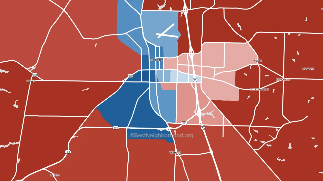 Crisp County, GA block-group political-lean map