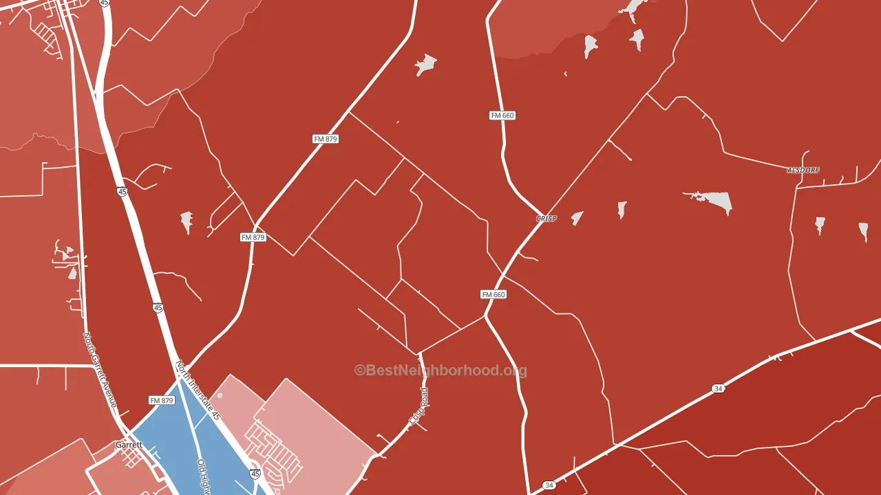 Crisp, TX block-group political-lean map