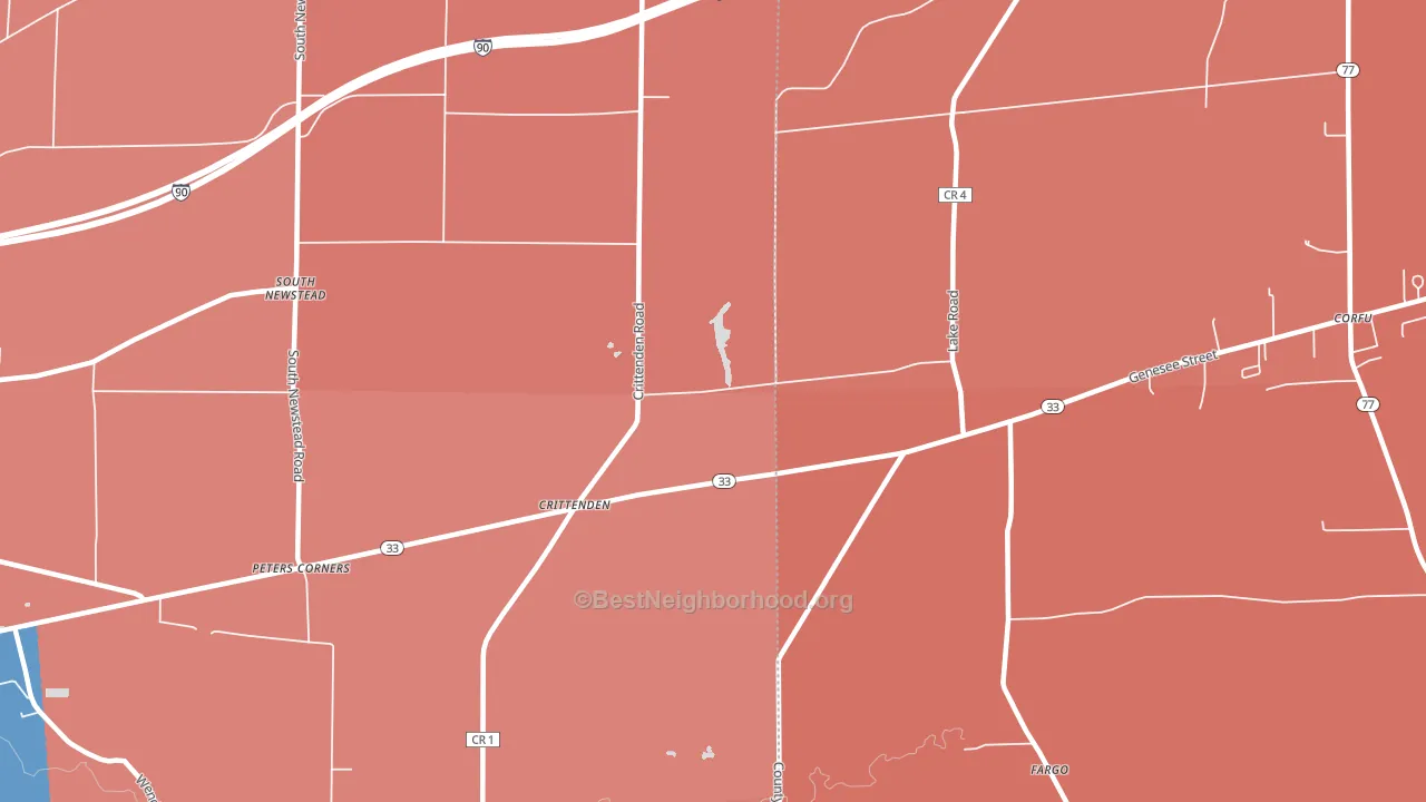 Crittenden, NY block-group political-lean map