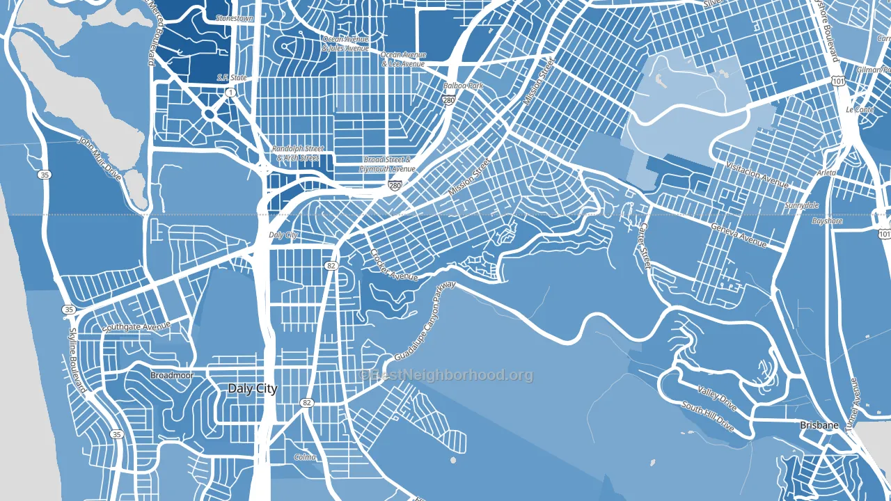 Crocker, Daly City, CA block-group political-lean map