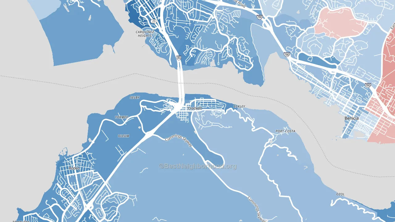 Crockett, CA block-group political-lean map