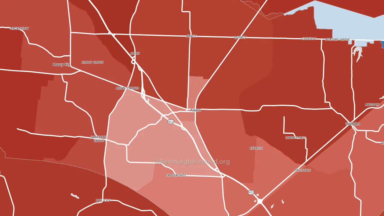 Crockett County, TN block-group political-lean map