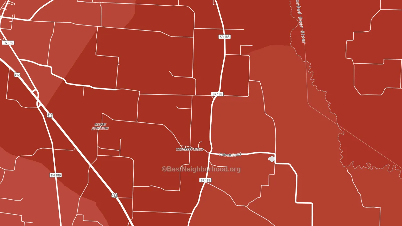 Crockett Mills, TN block-group political-lean map