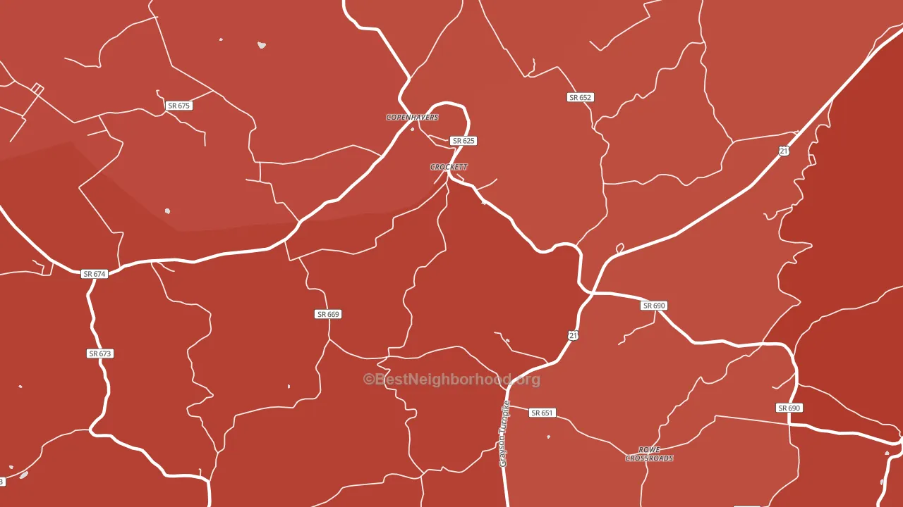 Crockett, VA block-group political-lean map