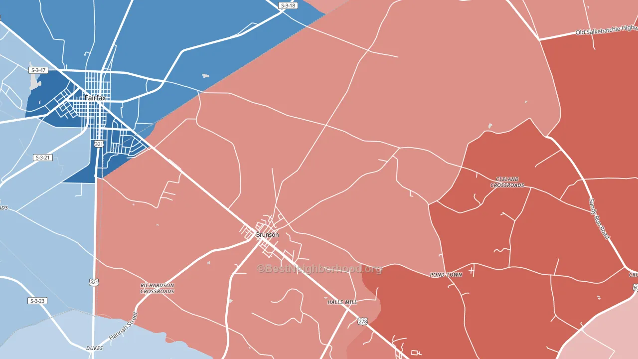 Crocketville, SC block-group political-lean map