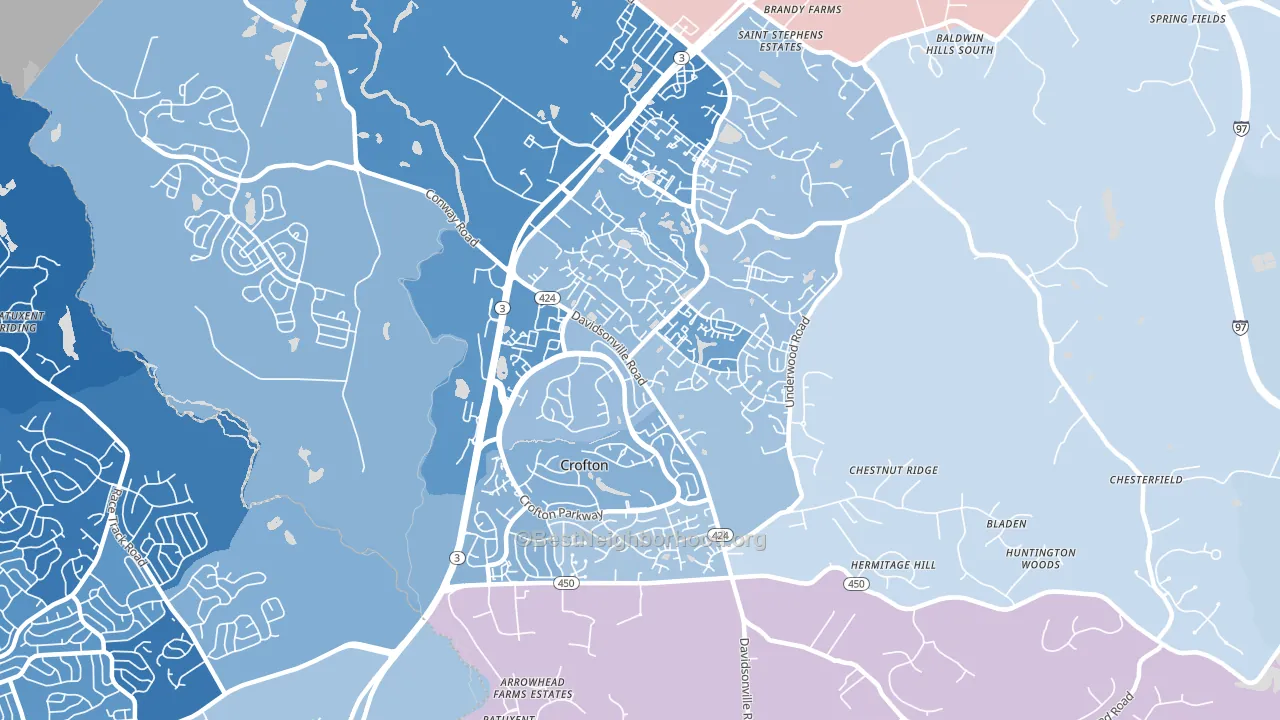 Crofton, MD block-group political-lean map