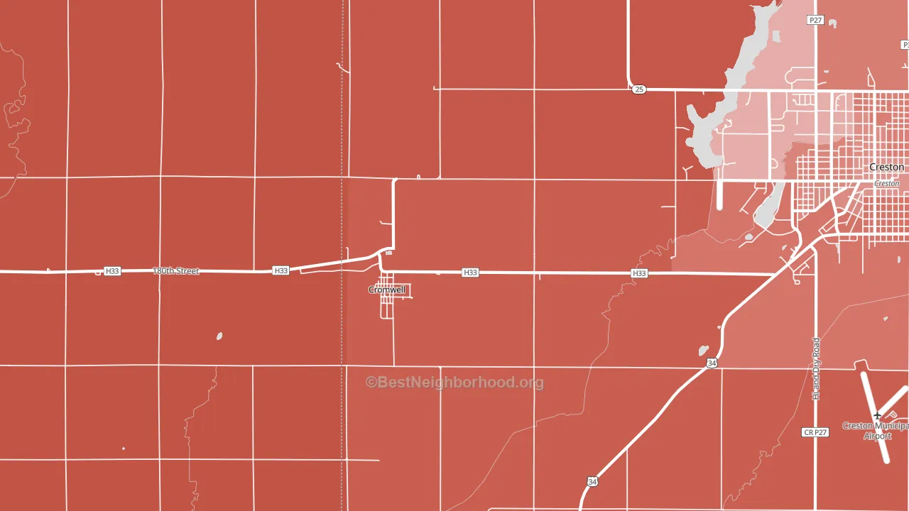 Cromwell, IA block-group political-lean map