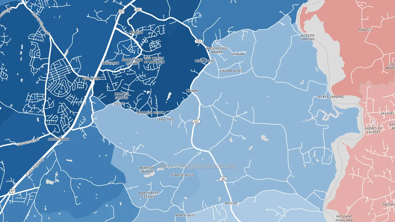 Croom, MD block-group political-lean map