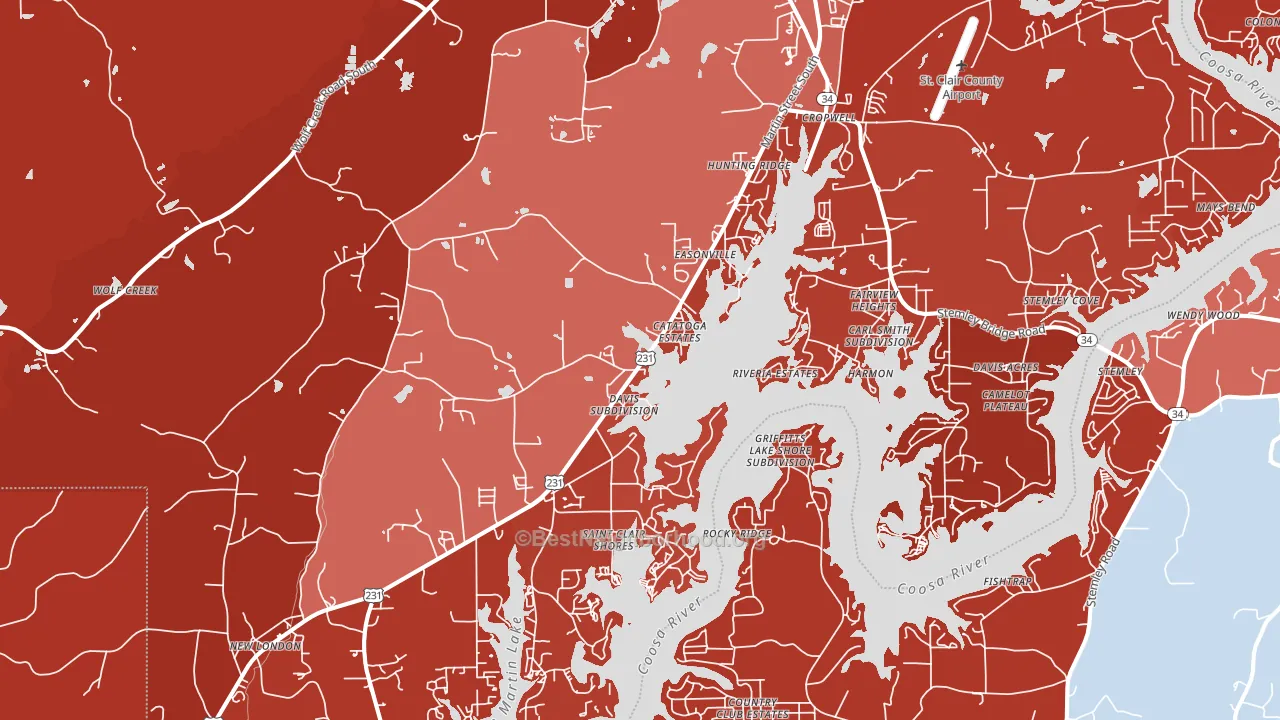 Cropwell, AL block-group political-lean map